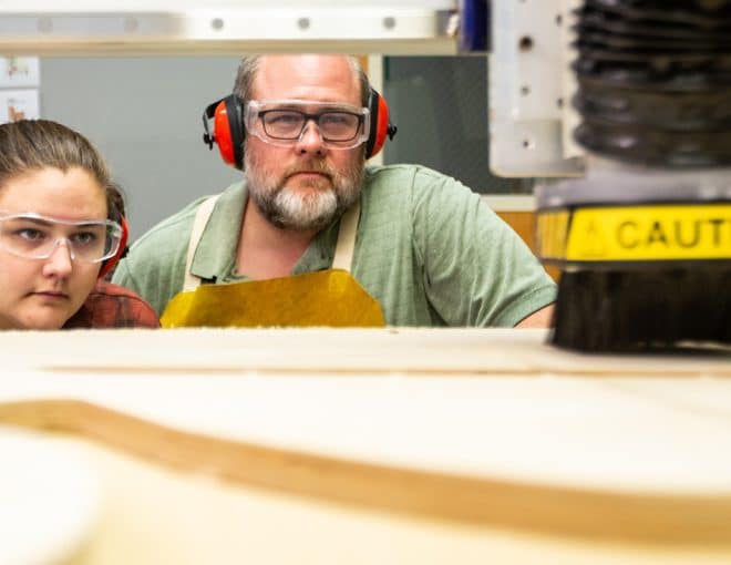 Art professor and student in fabrication la
