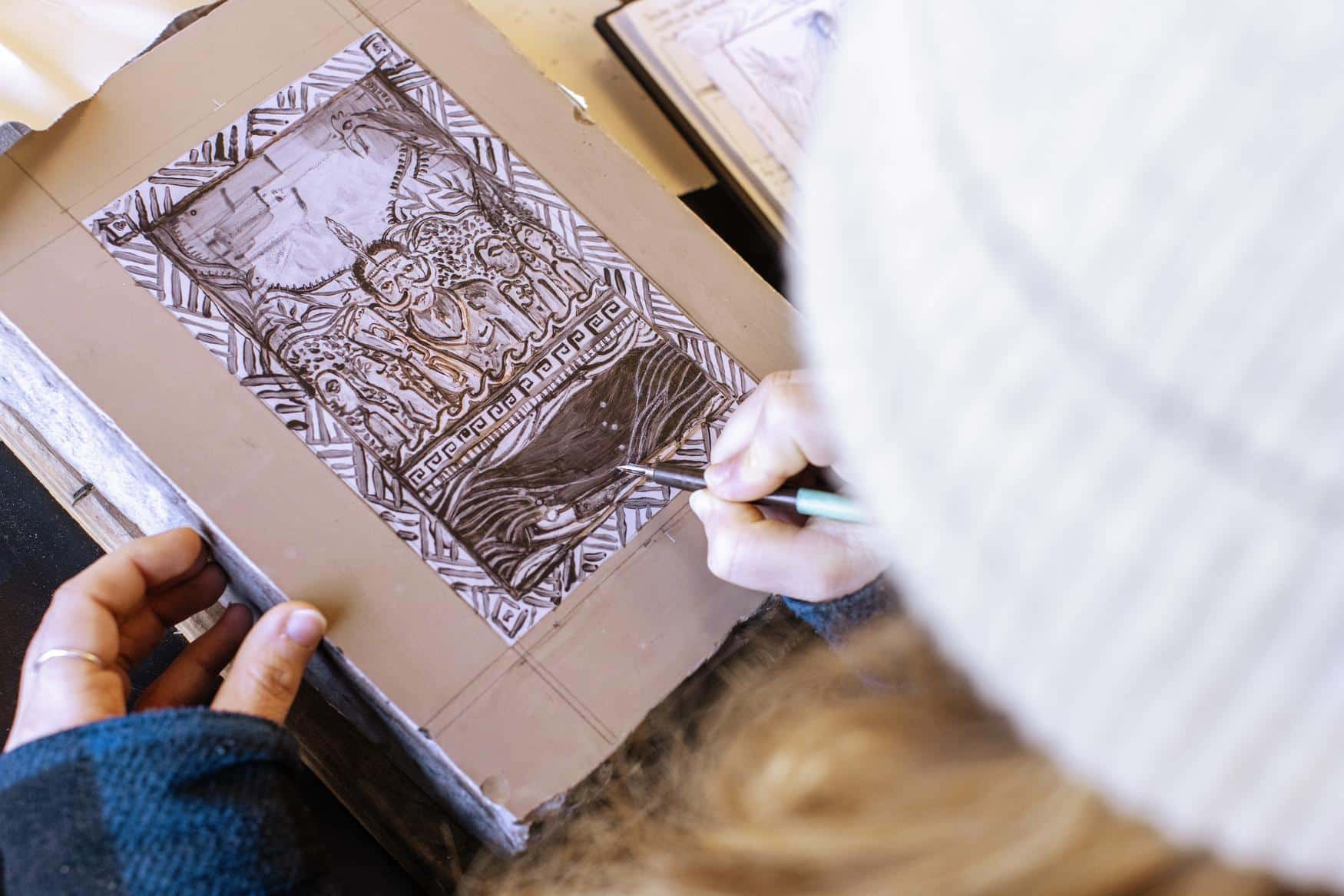 Student working on drawing