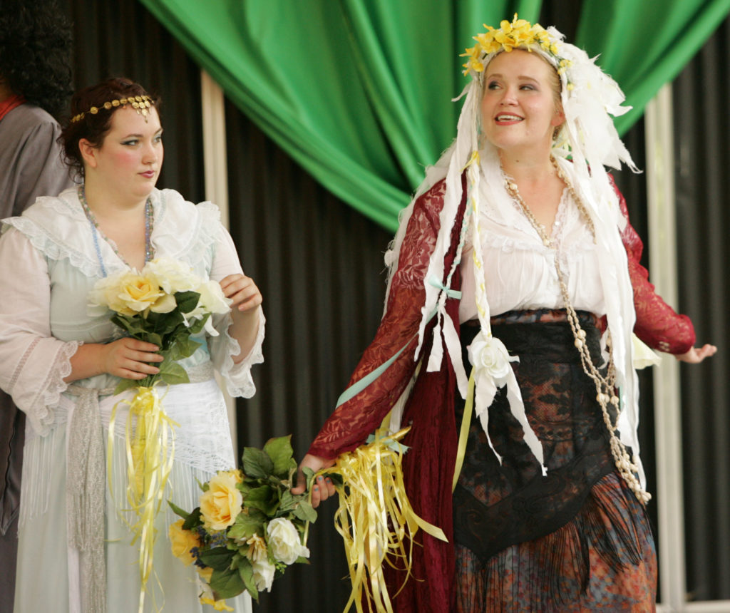 Britt Hensley ’12 in Piedmont’s production of “The Taming of the Shrew” in 2014.