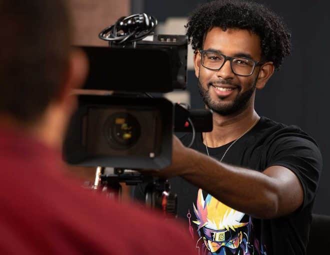 student on a film production set
