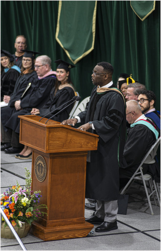 Dr. Otavius Mulligan gives the Commencement Address.