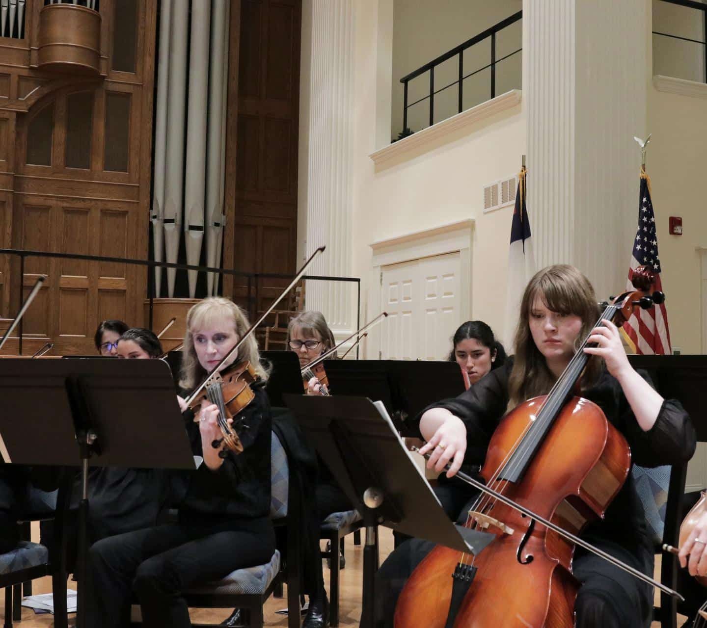 Group of musicians playing string instruments