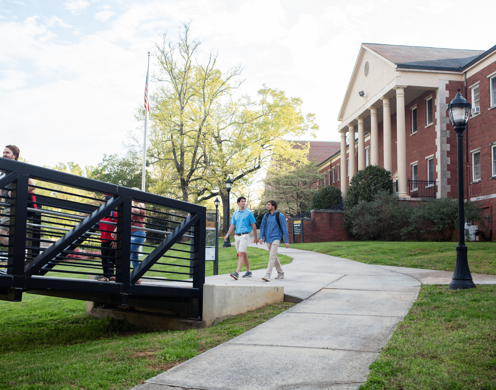 Students walking along a pathway at Piedmont