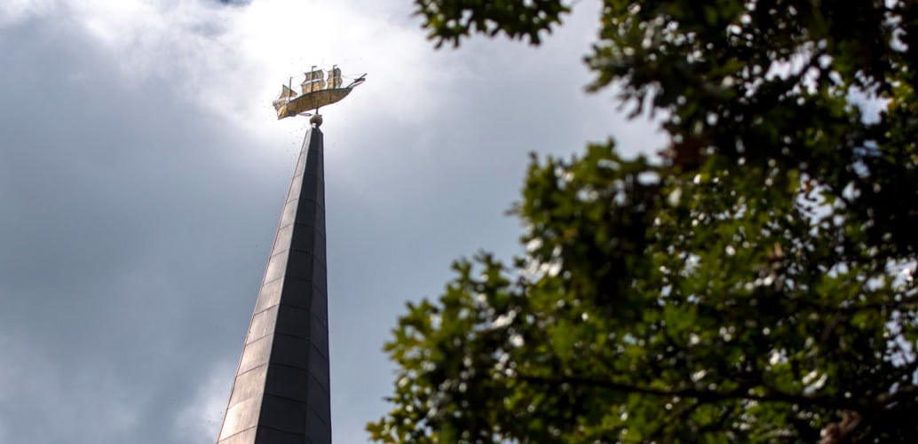 Close up photo of the Mayflower weather vane