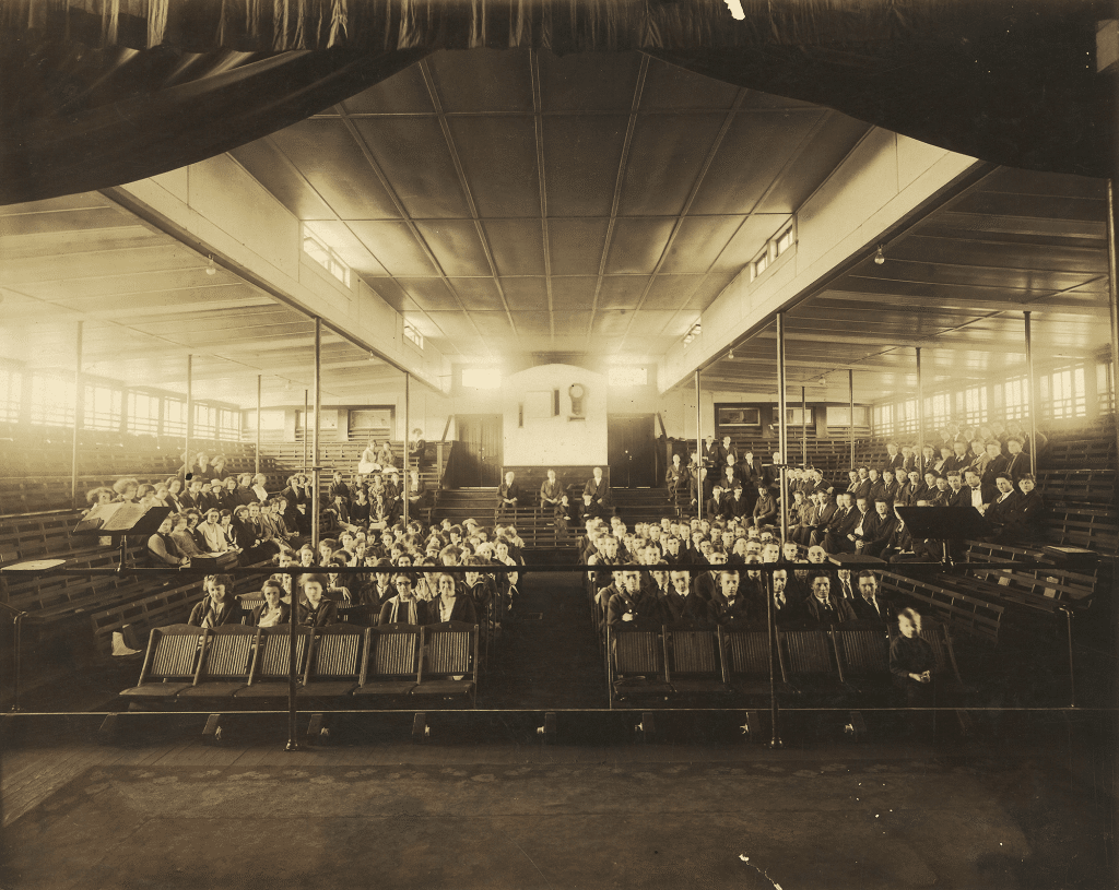 The Piedmont College Auditorium was constructed in 1914 and served as a movie theater, chapel, concert hall, basketball court, classroom, and commencement site. The building was converted into a warehouse and destroyed by fire on October 12, 1957.