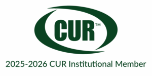 Logo with dark green text CUR encircled by two curved lines, and below it the text 2025-2026 CUR Institutional Member.