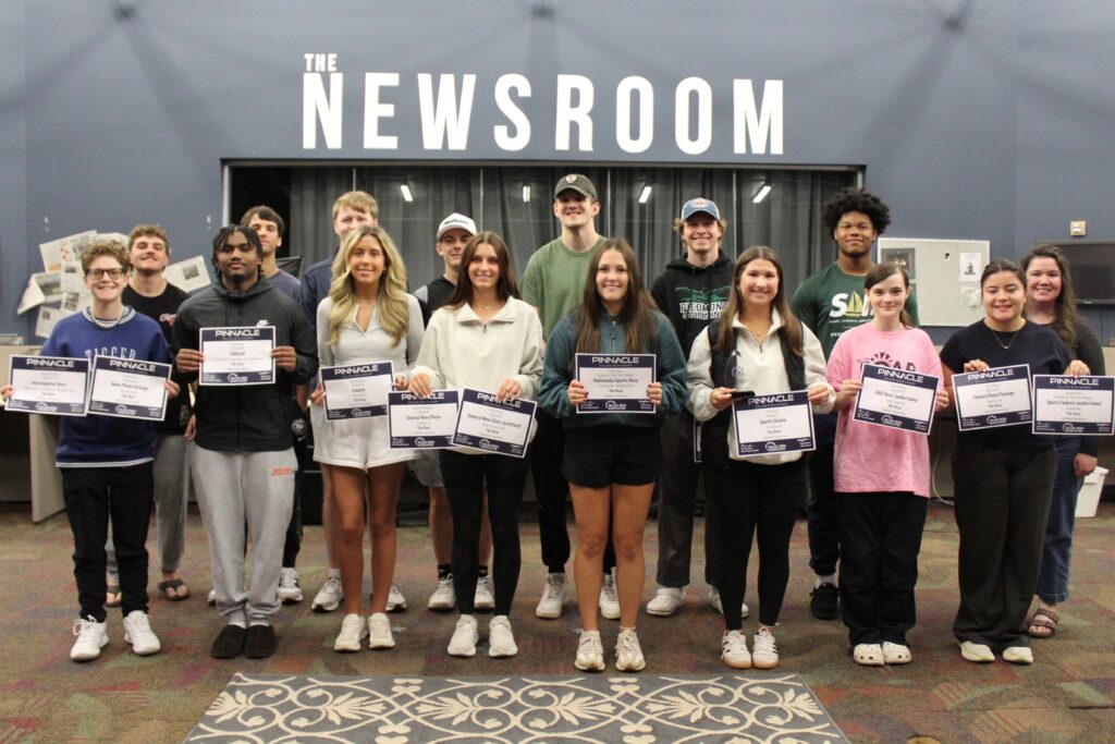 Mass Communications students pose with their 2025 Pinnacle Awards.